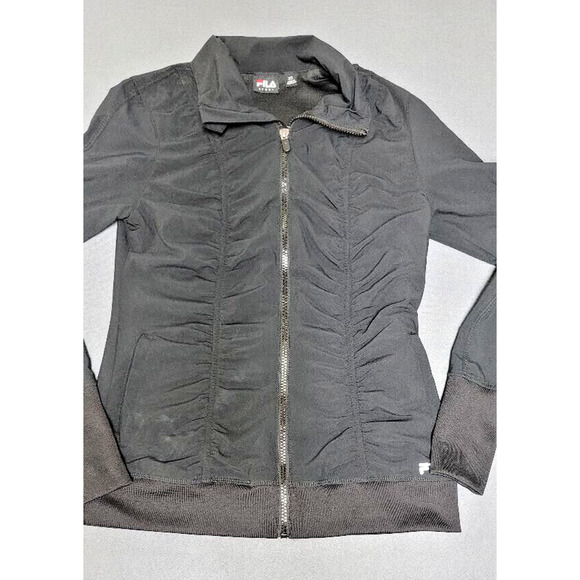 FILA Women Athletic Jacket Windbreaker Moisture Wicking Black Zip Up - XS - Picture 9 of 10